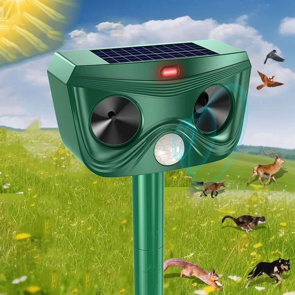 RC-562 Solar Ultrasonic Animal Repellent IPX4 Waterproof 110 Degree PIR Sensor for Outdoor Farm Garden - Green - 2