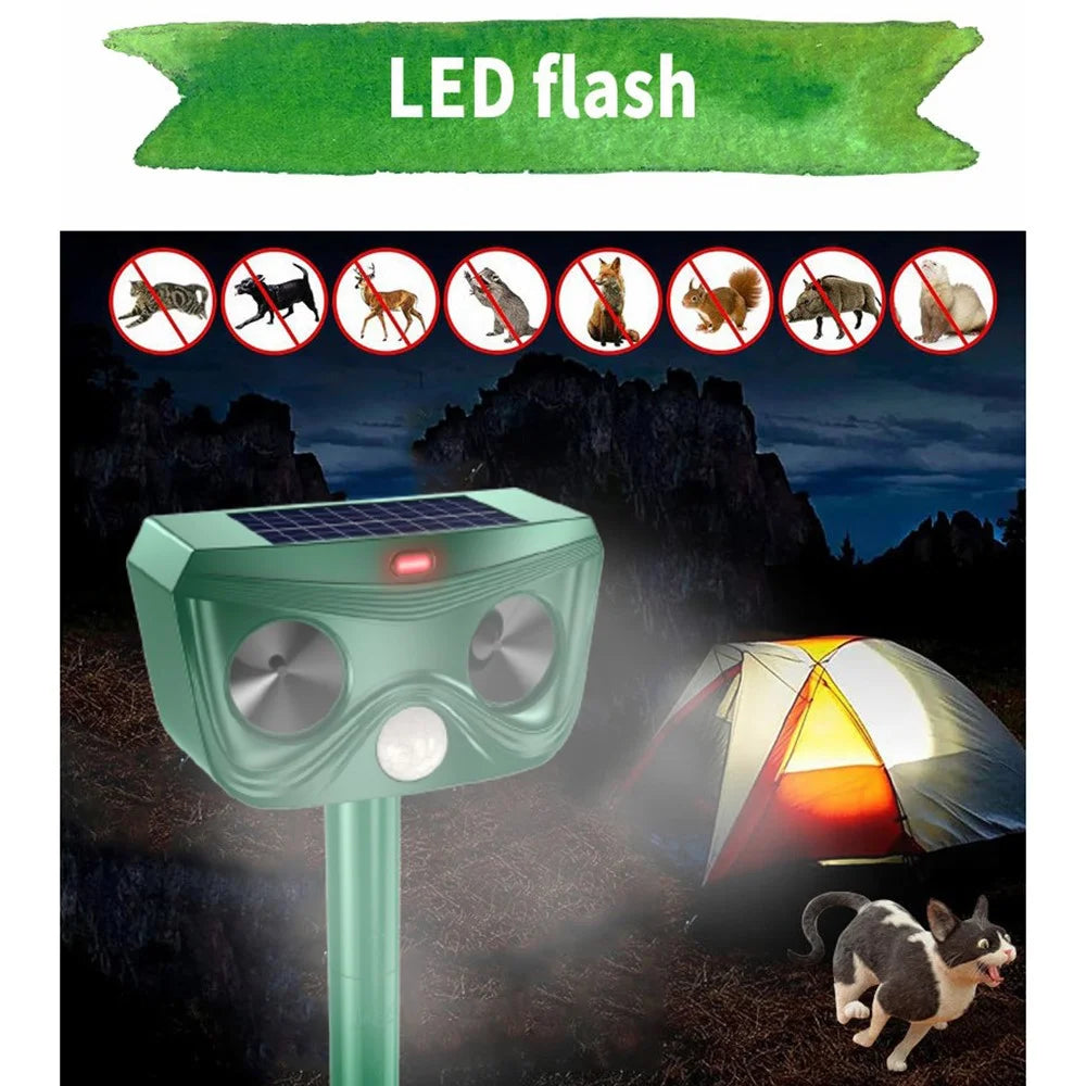 RC-562 Solar Ultrasonic Animal Repellent IPX4 Waterproof 110 Degree PIR Sensor for Outdoor Farm Garden - Green - 6