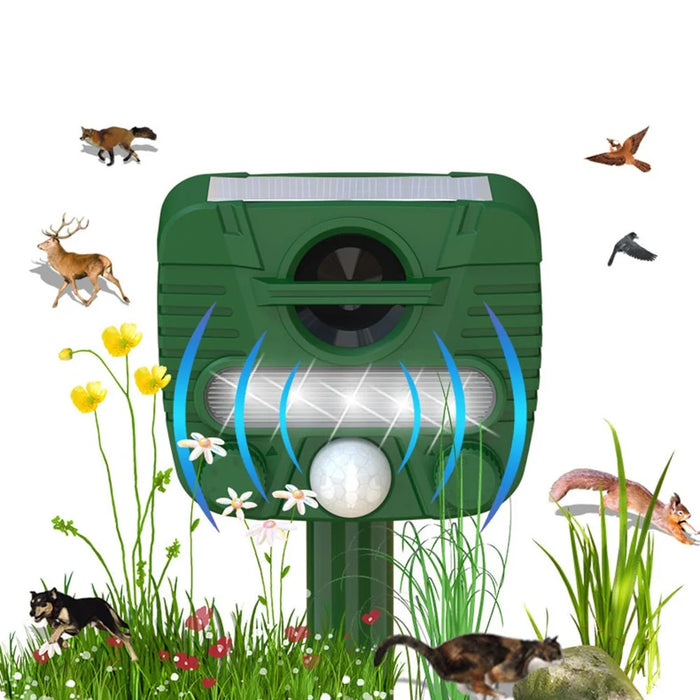 RC-549 Solar Powered Ultrasonic Animal Repeller IPX4 Waterproof PIR Sensor LED Strobe for Outdoor - Green - 3