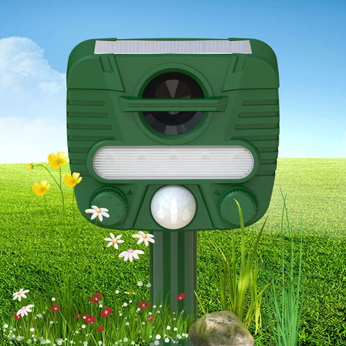 RC-549 Solar Powered Ultrasonic Animal Repeller IPX4 Waterproof PIR Sensor LED Strobe for Outdoor - Green - 6