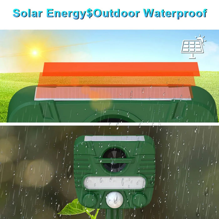 RC-549 Solar Powered Ultrasonic Animal Repeller IPX4 Waterproof PIR Sensor LED Strobe for Outdoor - Green - 7