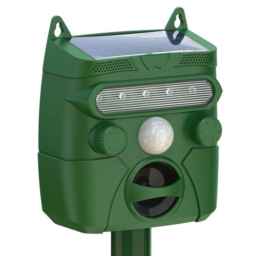 RC-548 Solar Powered Ultrasonic Animal Repeller with PIR Sensor and LED Flash IPX4 Waterproof - Green - 1