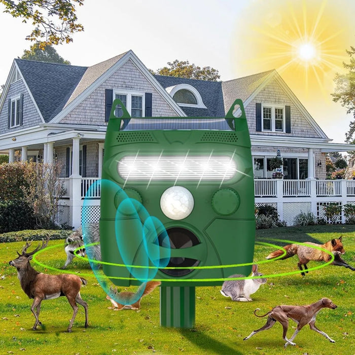 RC-548 Solar Powered Ultrasonic Animal Repeller with PIR Sensor and LED Flash IPX4 Waterproof - Green - 2