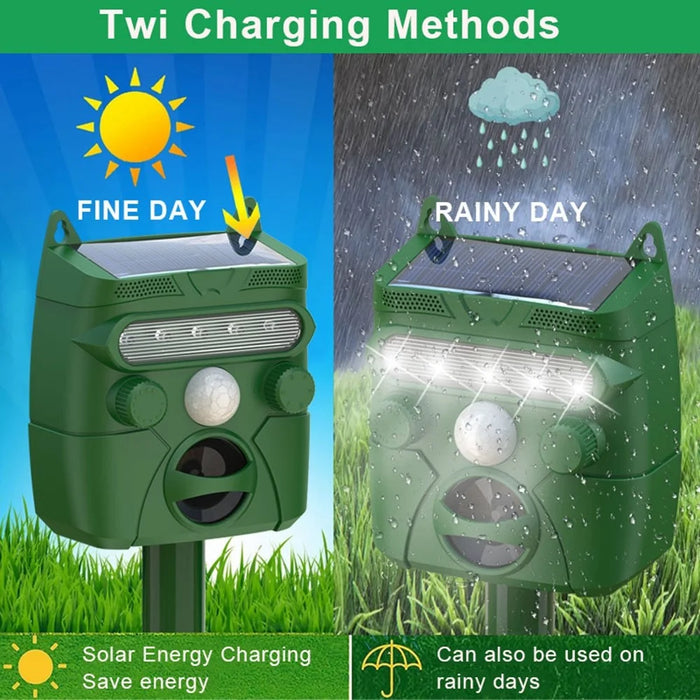 RC-548 Solar Powered Ultrasonic Animal Repeller with PIR Sensor and LED Flash IPX4 Waterproof - Green - 3