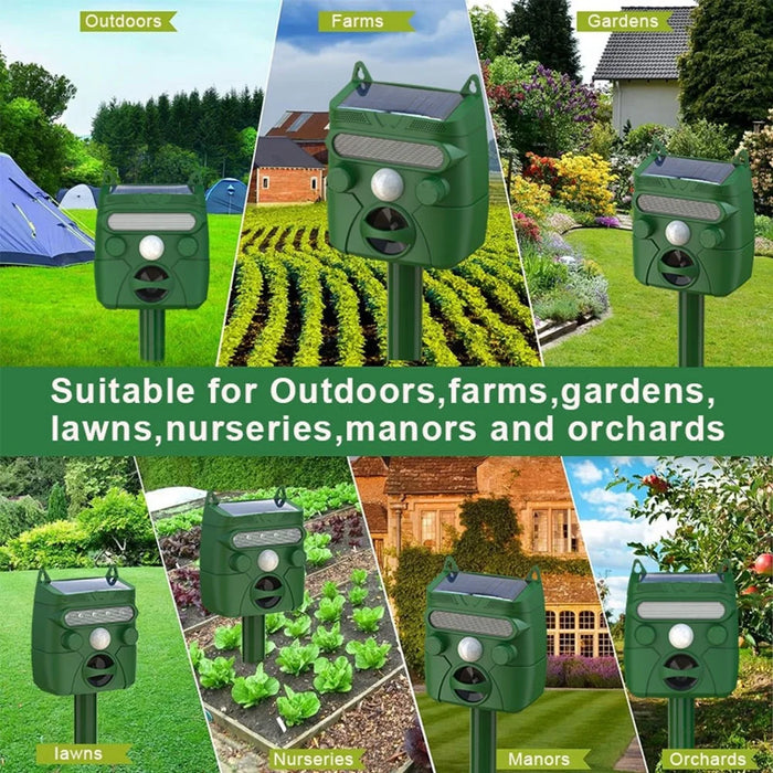 RC-548 Solar Powered Ultrasonic Animal Repeller with PIR Sensor and LED Flash IPX4 Waterproof - Green - 5