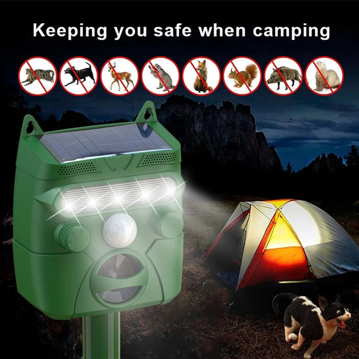 RC-548 Solar Powered Ultrasonic Animal Repeller with PIR Sensor and LED Flash IPX4 Waterproof - Green - 6