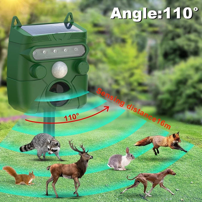 RC-548 Solar Powered Ultrasonic Animal Repeller with PIR Sensor and LED Flash IPX4 Waterproof - Green - 7