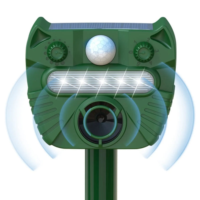 RC-547 Outdoor Solar Ultrasonic Animal Repeller PIR Motion Sensor LED Strobe IPX4 Waterproof - Green - 1