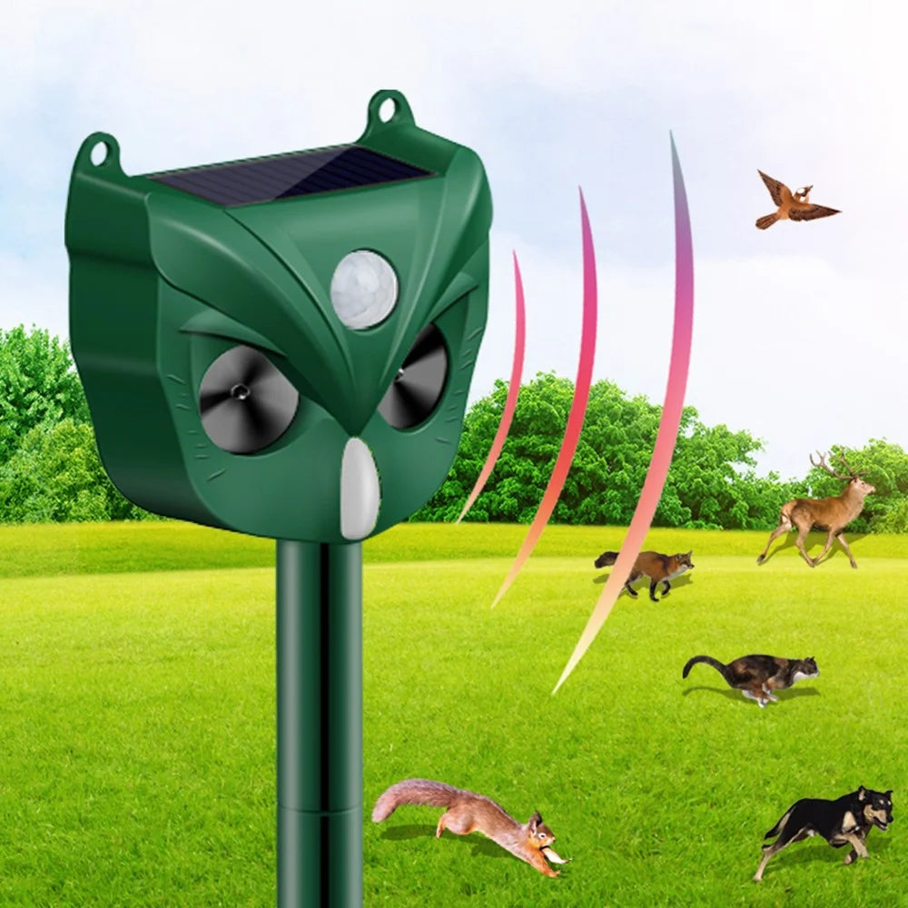 RC-546 Outdoor Solar Animal Repeller Ultrasonic PIR Motion Sensor 5 Modes 120dB Alarm LED Flash IPX4 Waterproof - Green - 2