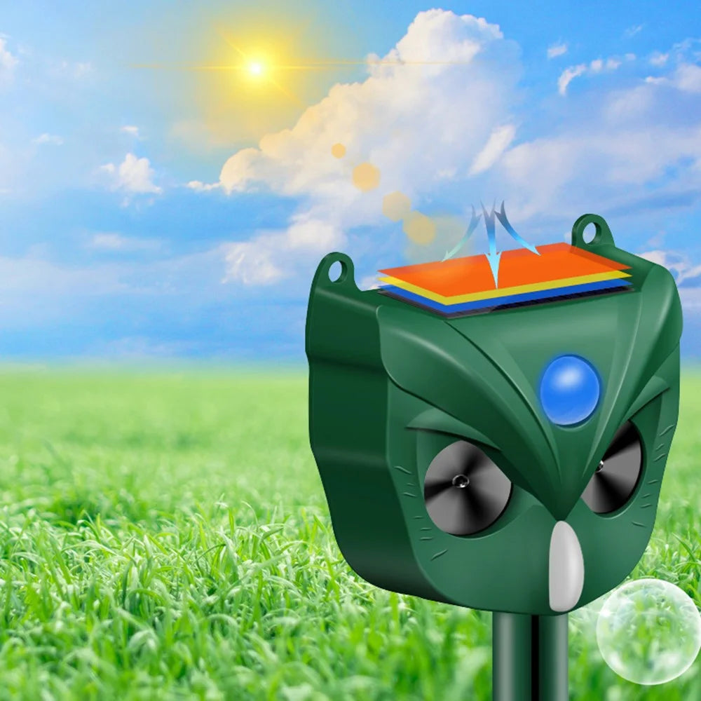 RC-546 Outdoor Solar Animal Repeller Ultrasonic PIR Motion Sensor 5 Modes 120dB Alarm LED Flash IPX4 Waterproof - Green - 3