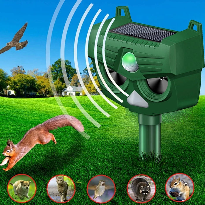 RC-545 Solar Ultrasonic Animal Repeller 110 Degree PIR 120dB Alarm IPX4 Waterproof for Outdoor - Green - 3