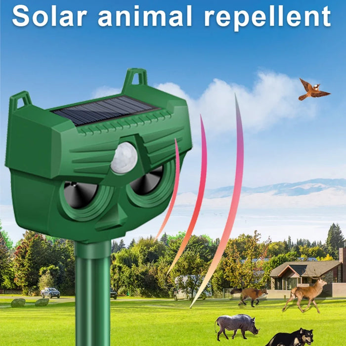 RC-545 Solar Ultrasonic Animal Repeller 110 Degree PIR 120dB Alarm IPX4 Waterproof for Outdoor - Green - 4