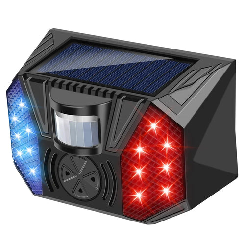 RC-711 Solar Motion Sensor Alarm IP65 Waterproof Red Blue LED Outdoor Deterrent Device (without Remote) - 1