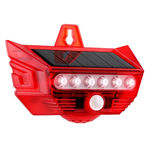 RC-710 Solar Powered PIR Motion Sensor Alarm 129dB Audio and Visual Animal Repeller (without Remote) - Red - 1