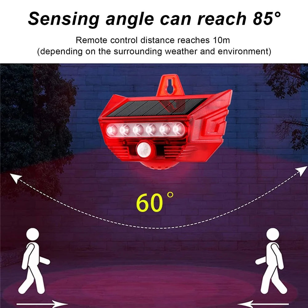RC-710 Solar Powered PIR Motion Sensor Alarm 129dB Audio and Visual Animal Repeller (without Remote) - Red - 4