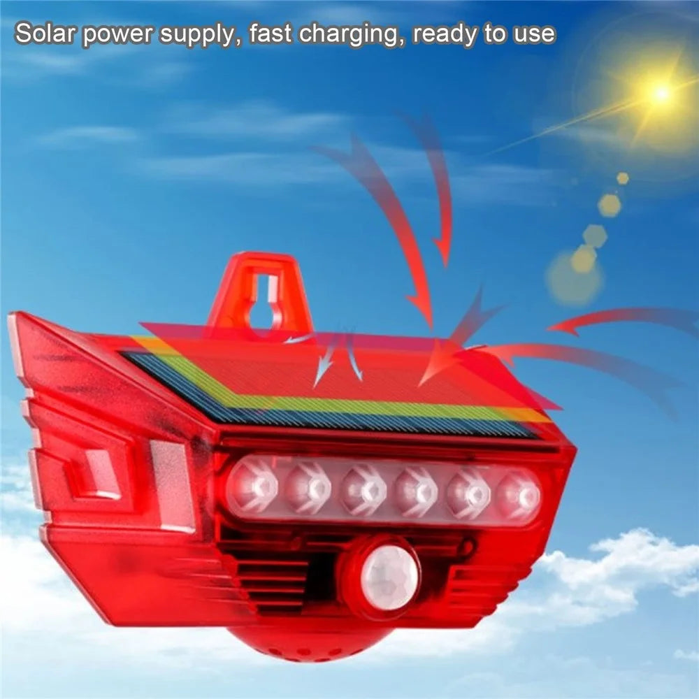 RC-710 Solar Powered PIR Motion Sensor Alarm 129dB Audio and Visual Animal Repeller (without Remote) - Red - 6