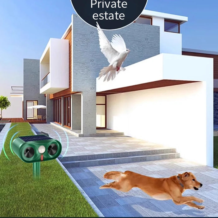 RC-515 Solar Ultrasonic Animal Repeller IPX4 Waterproof 110 Degree Detection - Green - 2
