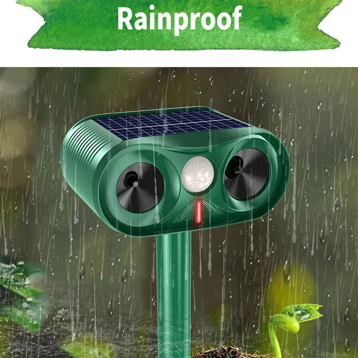 RC-515 Solar Ultrasonic Animal Repeller IPX4 Waterproof 110 Degree Detection - Green - 3