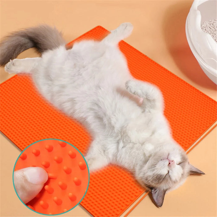 Silicone Pet Cat Litter Mat Anti-slip Kitty Paws Scratch Pad Easy to Clean - Purple - 3