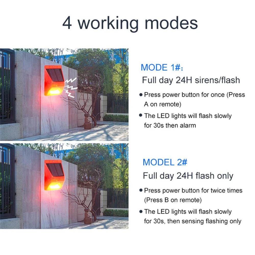 N911C Motion Sensor Solar Alarm Light IP65 Waterproof Outdoor Farm Garden Animal Repellent Anti-theft Security Lamp with Remote Controller - 4