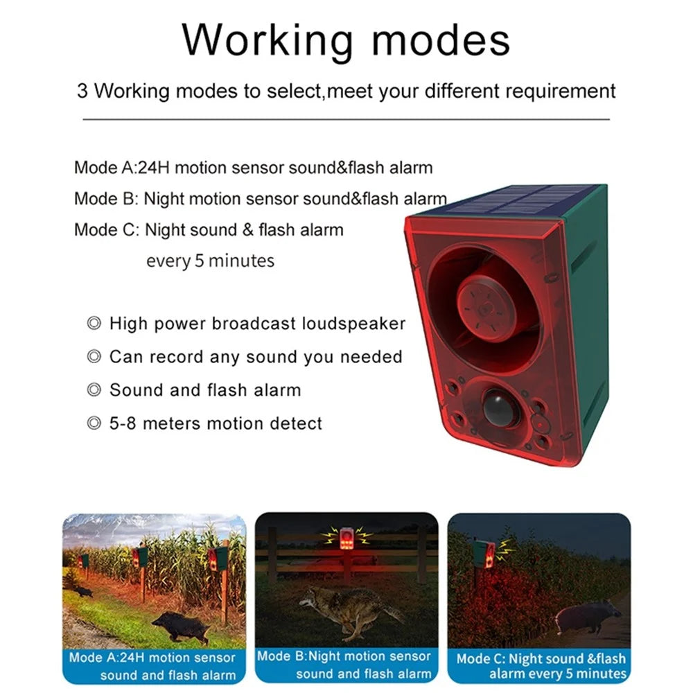 N911N Solar Alarm Infrared Sensor Sound Light Flashing Warning Light Outdoor Speaker Support Recording Voice Broadcast - 5