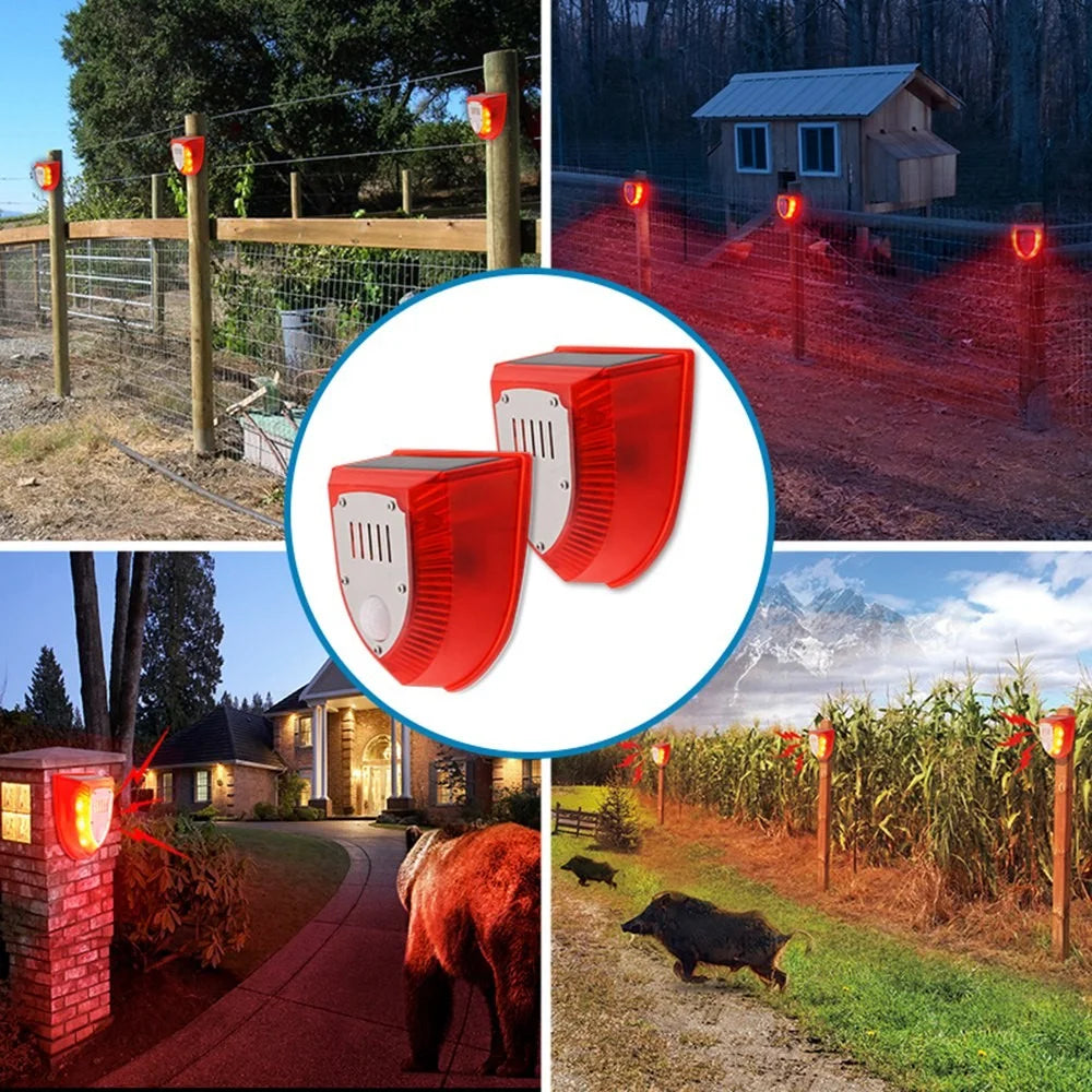 N911M Motion Sensor Solar Animal Sounds Alarm Light IP65 Waterproof Farm Garden Dog Barking Gunshot Sound Animal Repellent Security Lamp - 3