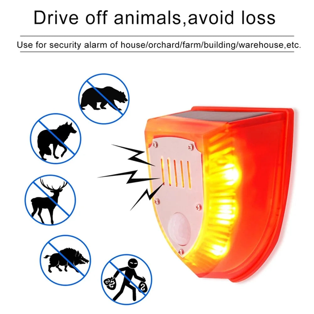 N911M Motion Sensor Solar Animal Sounds Alarm Light IP65 Waterproof Farm Garden Dog Barking Gunshot Sound Animal Repellent Security Lamp - 6