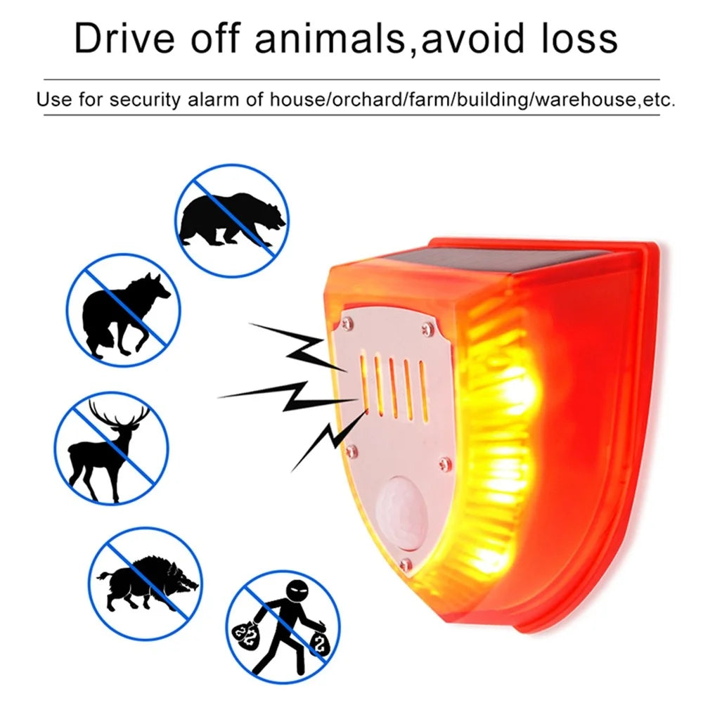 N911M Timing Type Solar Alarm Light IP65 Waterproof Outdoor Farm Garden Dog Barking Gunshot Sound Security Lamp - 4