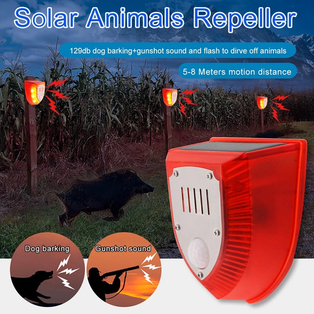 N911M Timing Type Solar Alarm Light IP65 Waterproof Outdoor Farm Garden Dog Barking Gunshot Sound Security Lamp - 5