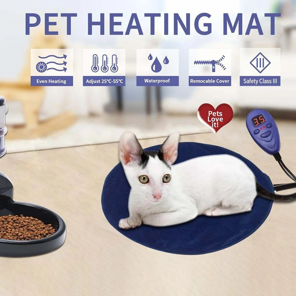 30x30cm Electric Heating Pet Pad Cushion Constant Temperature Cat Dog Winter Warmer Anti-scratch Pet Mat - Blue / UK Plug BS 240V - 3