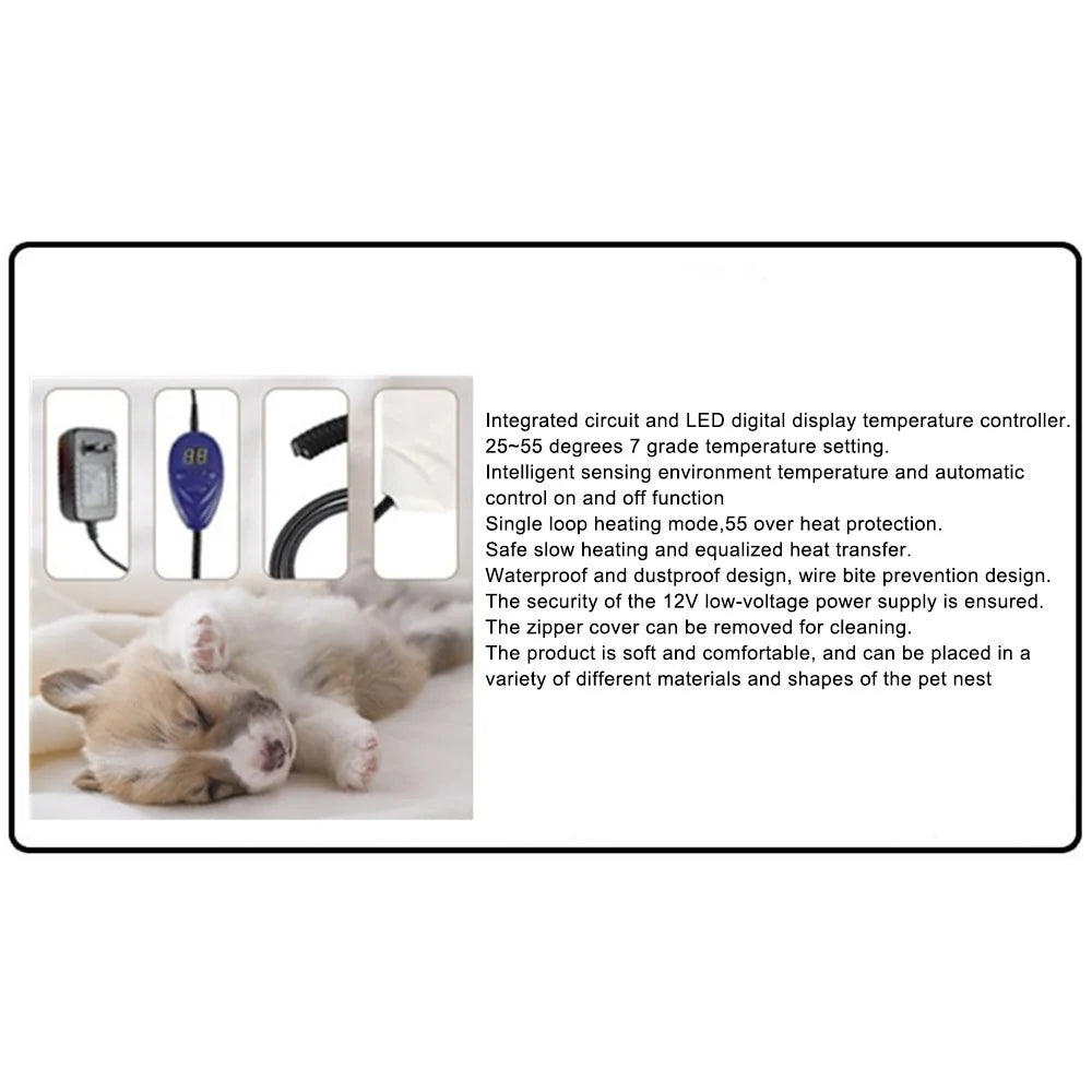 30x30cm Electric Heating Pet Pad Cushion Constant Temperature Cat Dog Winter Warmer Anti-scratch Pet Mat - Blue / UK Plug BS 240V - 7
