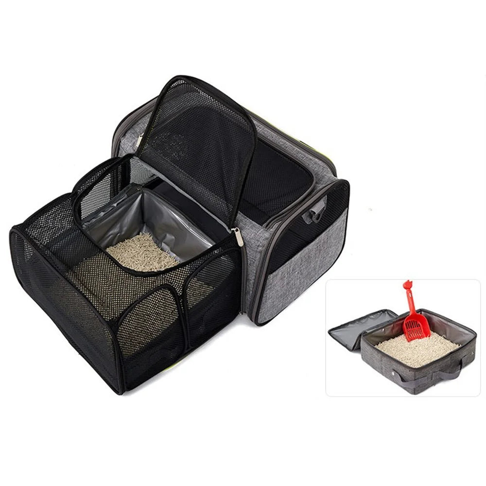 QS-100 Foldable Cat Litter Box with Lid, Large Top Opening Waterproof Pet Gift Cat Toilet House with Cat Litter Scoop for Outdoor Use - 5