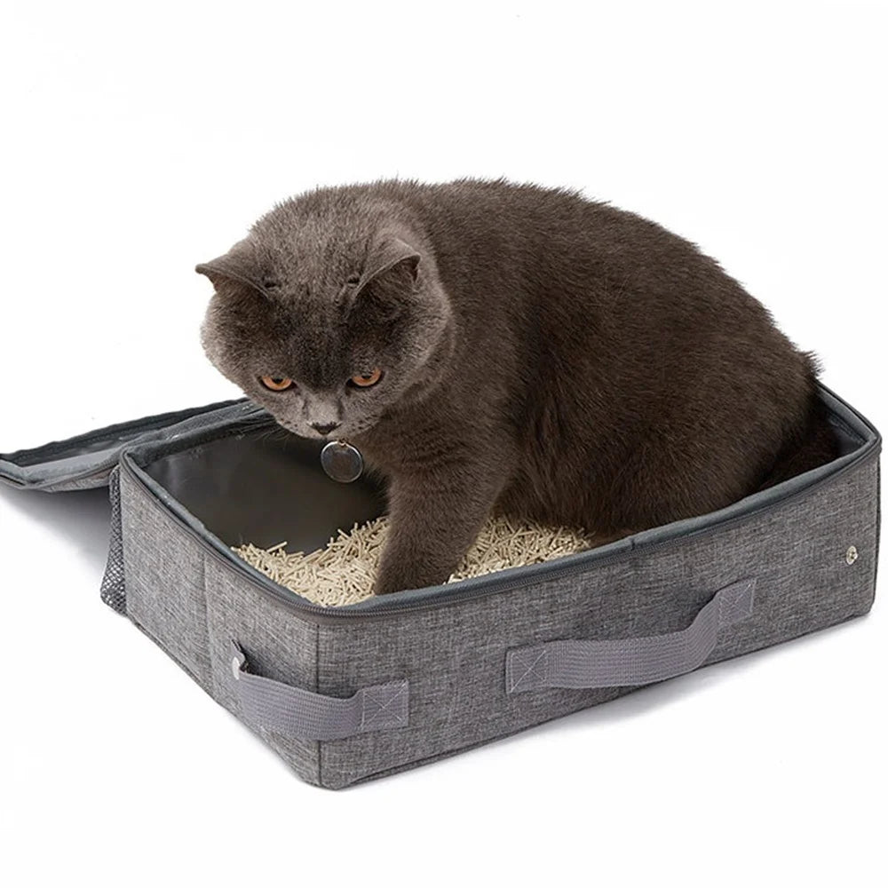 QS-100-L Large Cat Litter Box Outdoor Foldable Cat Litterbox Waterproof Pet Gift Toilet Cat Litter Pan with Cat Litter Scoop - 4