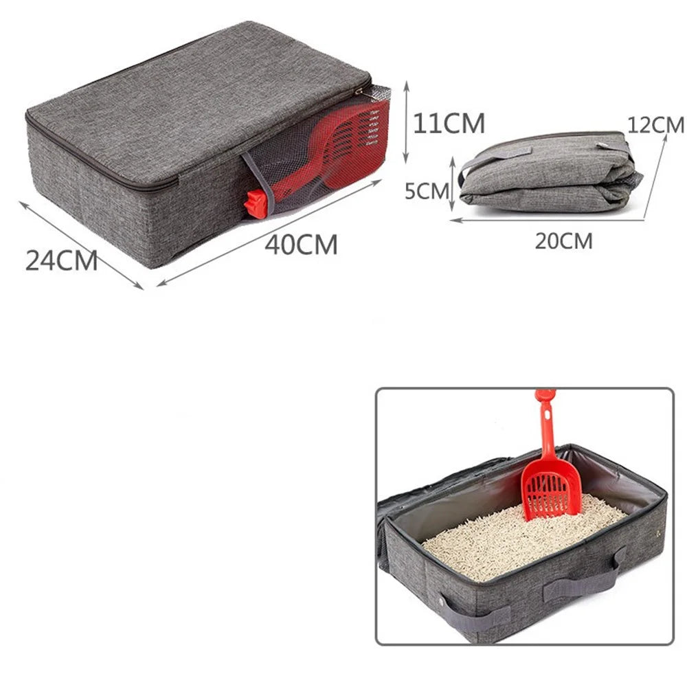 QS-100-L Large Cat Litter Box Outdoor Foldable Cat Litterbox Waterproof Pet Gift Toilet Cat Litter Pan with Cat Litter Scoop - 6