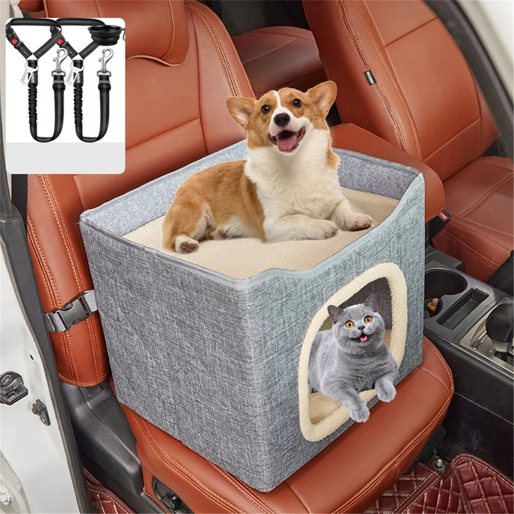 QS-101 Foldable Square Cat Sleeping House Scratcher Design Double Layer Semi-enclosed Kennel Pet Gift Home - Dark Grey - 5