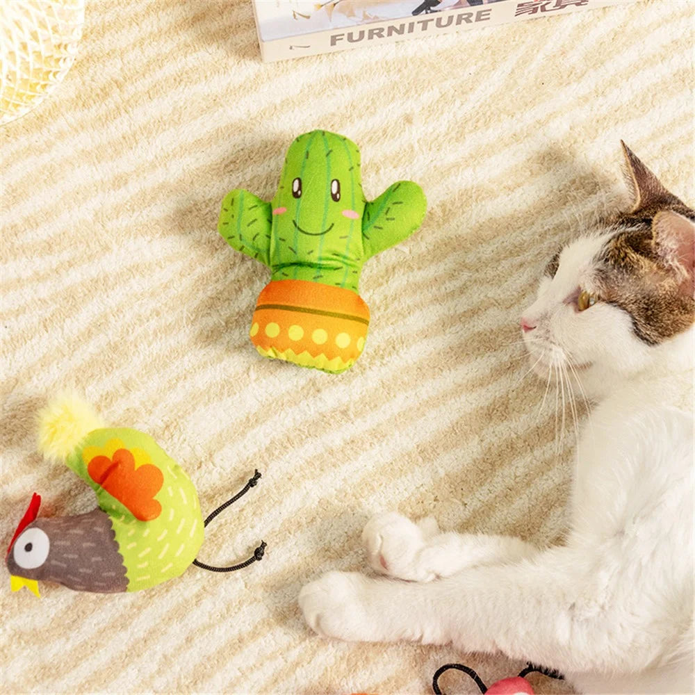 Cute Cartoon Plush Cat Toy Boredom Relief Pet Cat Chewing Toy with Catnip - Rooster - 4