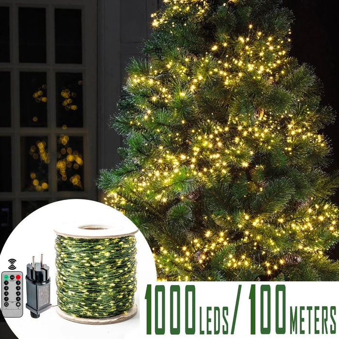 100m 1000 Leds 8 Modes IP44 Waterproof Copper Wire String Light Outdoor Decoration - Warm White - 2