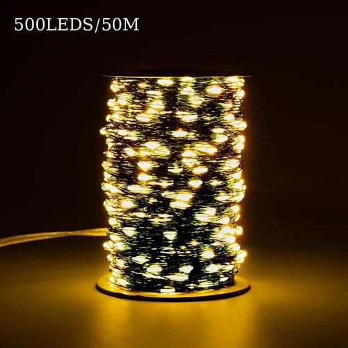 50m 500 Leds 8 Modes IP44 Waterproof Copper Wire String Light Outdoor Decoration - Warm White - 1