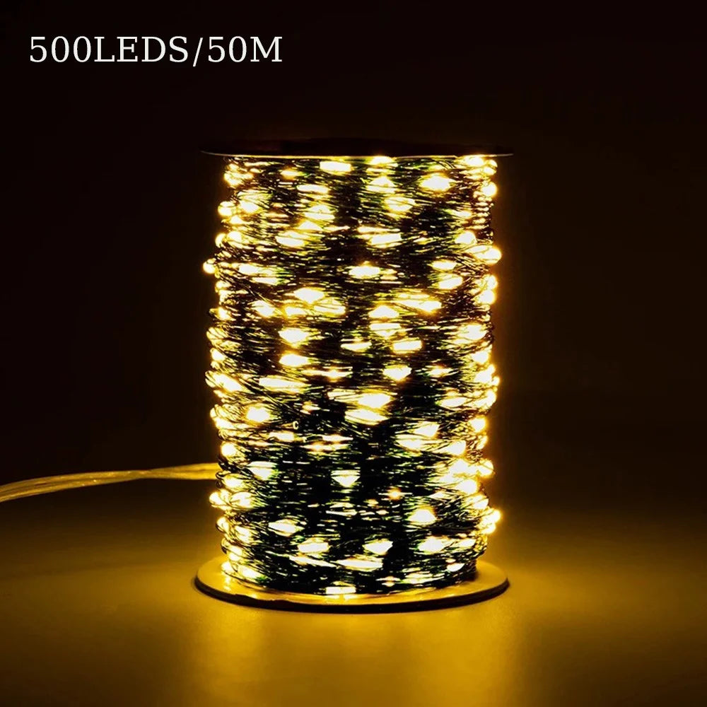 50m 500 Leds 8 Modes IP44 Waterproof Copper Wire String Light Outdoor Decoration - Warm White - 1