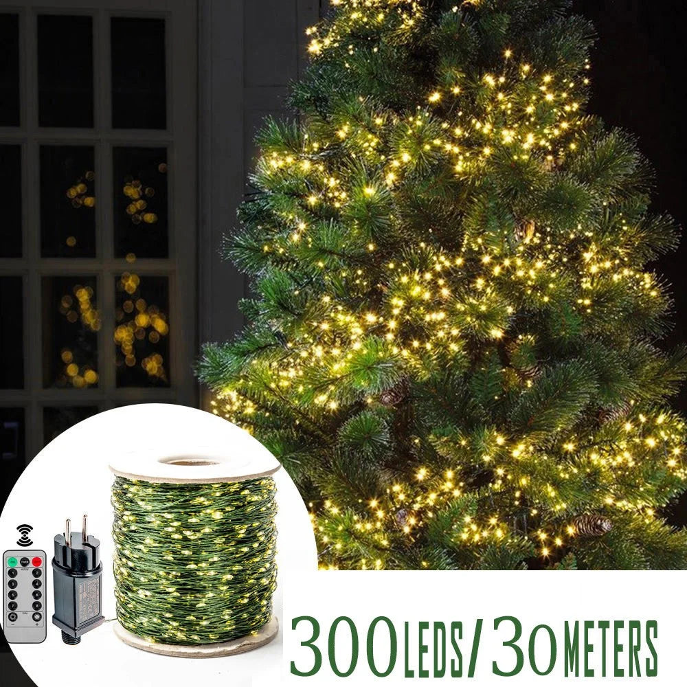 30m 300 Leds 8 Modes IP44 Waterproof Copper Wire String Light Outdoor Decoration - Warm White - 2