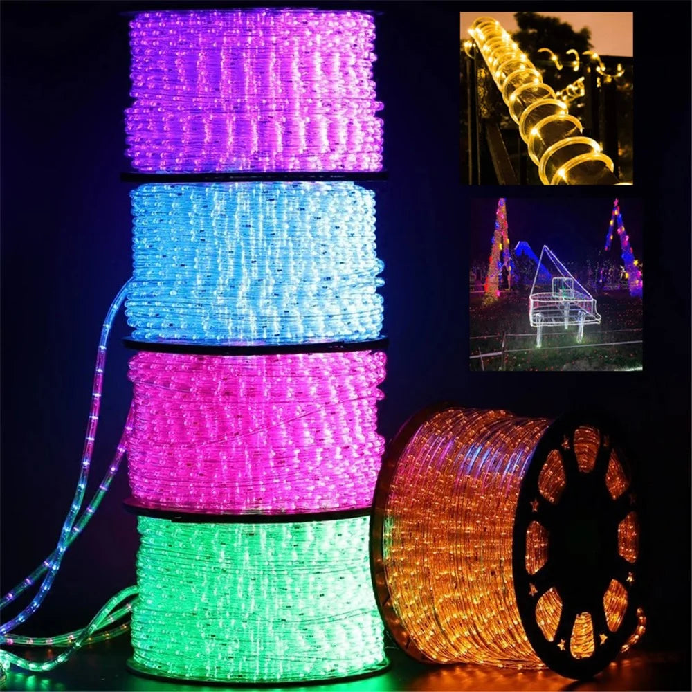 100m IP68 Waterproof 8 Modes 220V PVC LED Strip Light Outdoor Decor, Constant Light EU Plug - White - 2