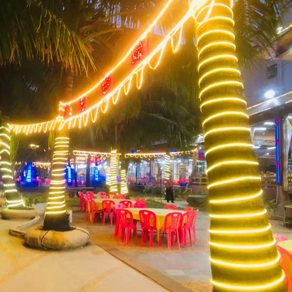 100m IP68 Waterproof 8 Modes 220V PVC LED Strip Light Outdoor Decor, Constant Light EU Plug - White - 5
