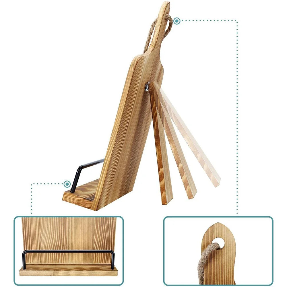 Kitchen Wooden Recipe Tablet Holder Restaurant Menu Stand Display Rack - 3