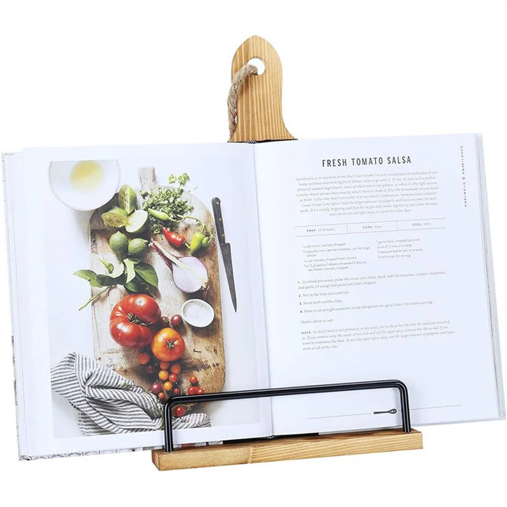 Kitchen Wooden Recipe Tablet Holder Restaurant Menu Stand Display Rack - 4