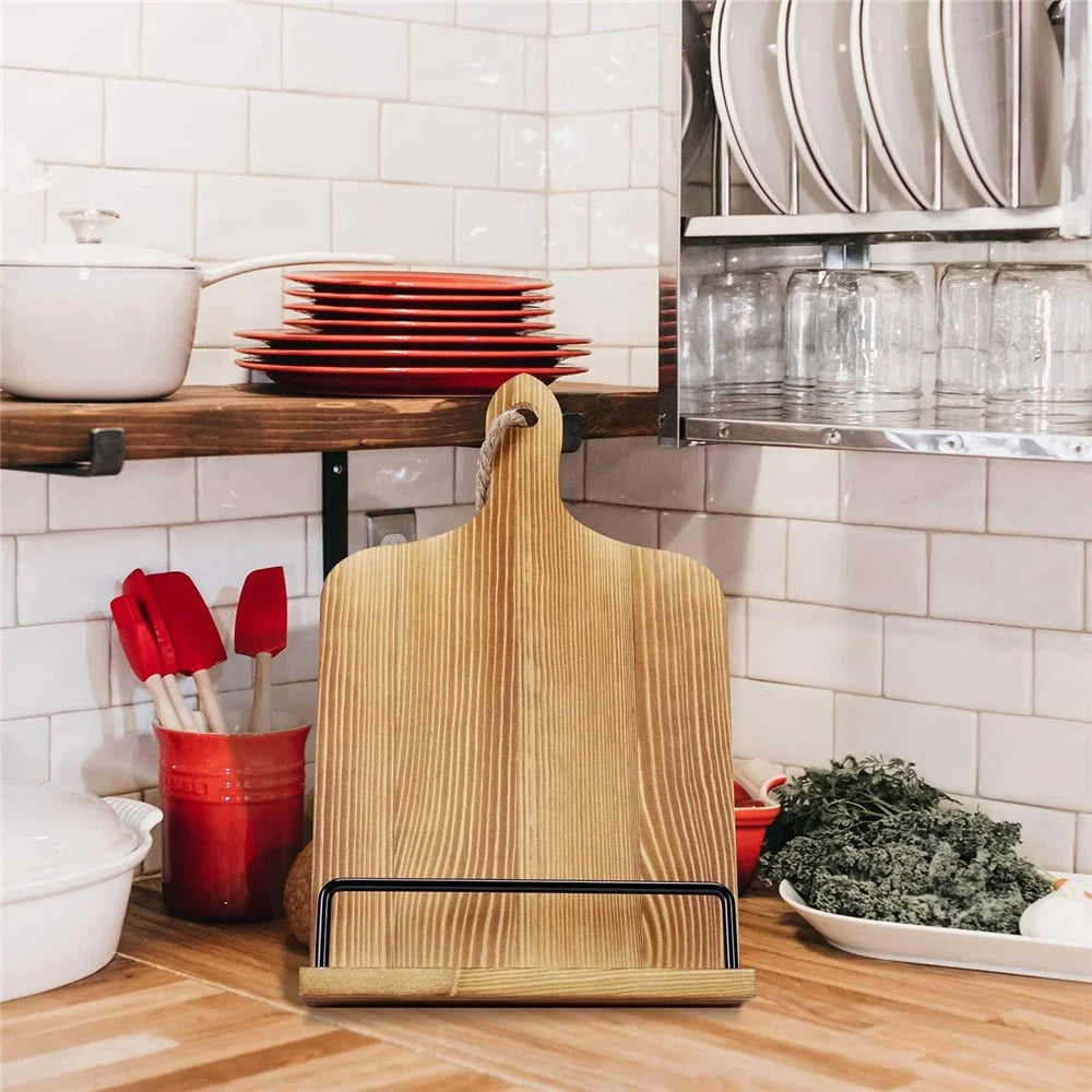 Kitchen Wooden Recipe Tablet Holder Restaurant Menu Stand Display Rack - 5