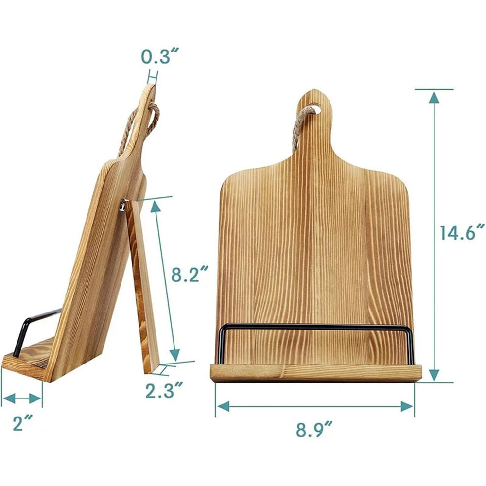 Kitchen Wooden Recipe Tablet Holder Restaurant Menu Stand Display Rack - 7