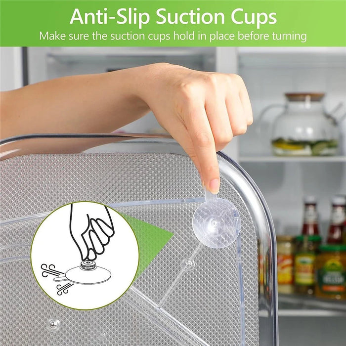 Kitchen Rotating Storage Rack Clear PET Turntable Refrigerator Organizer Space Saver - 3