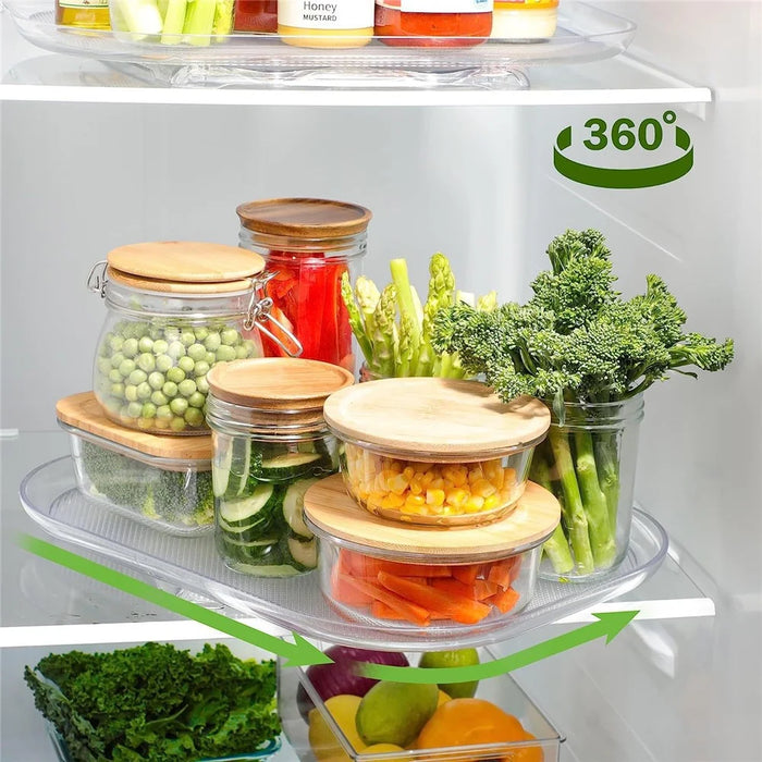 Kitchen Rotating Storage Rack Clear PET Turntable Refrigerator Organizer Space Saver - 5