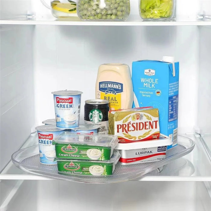 Kitchen Rotating Storage Rack Clear PET Turntable Refrigerator Organizer Space Saver - 6