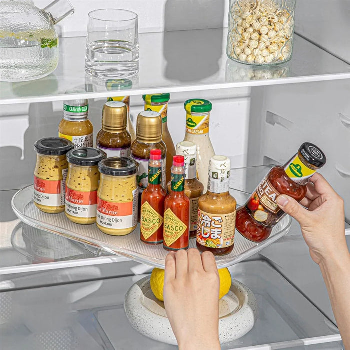 Kitchen Rotating Storage Rack Clear PET Turntable Refrigerator Organizer Space Saver - 7